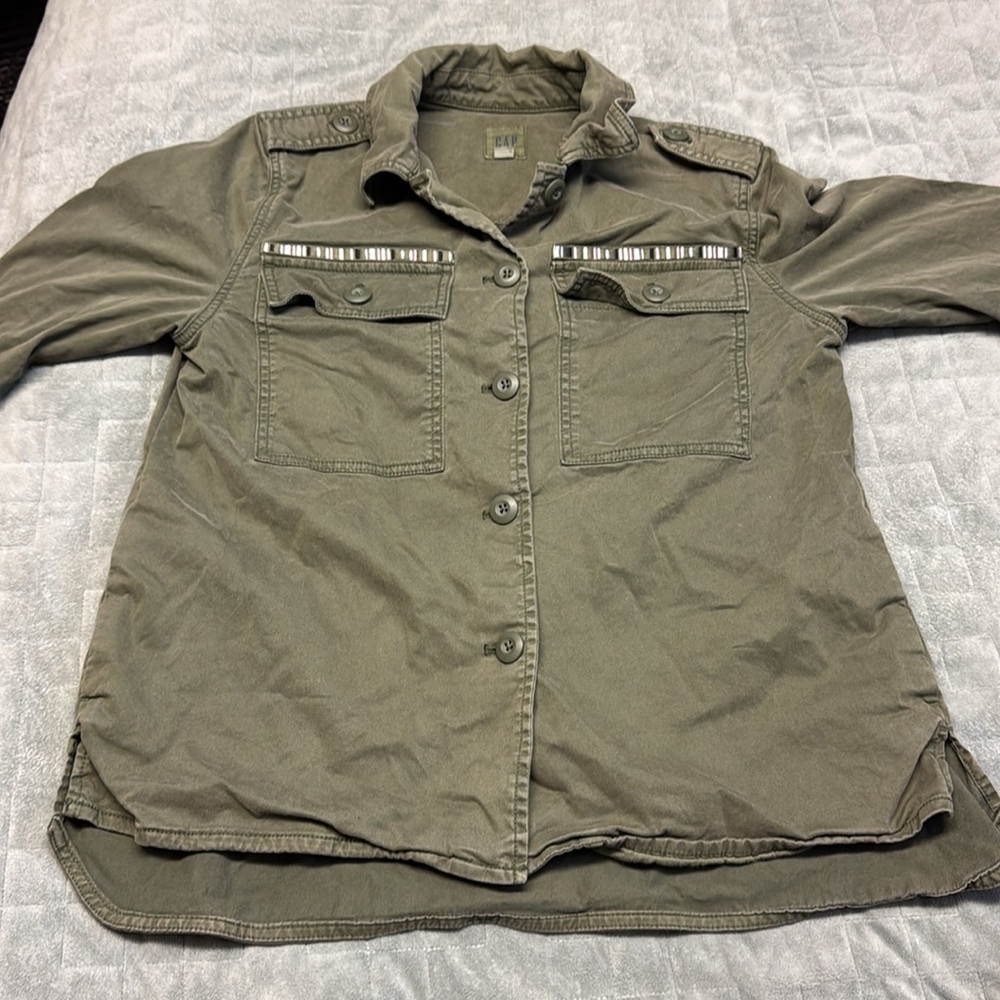 Gap Button Down Shirt, Utility Jacket, Olive Gree… - image 2